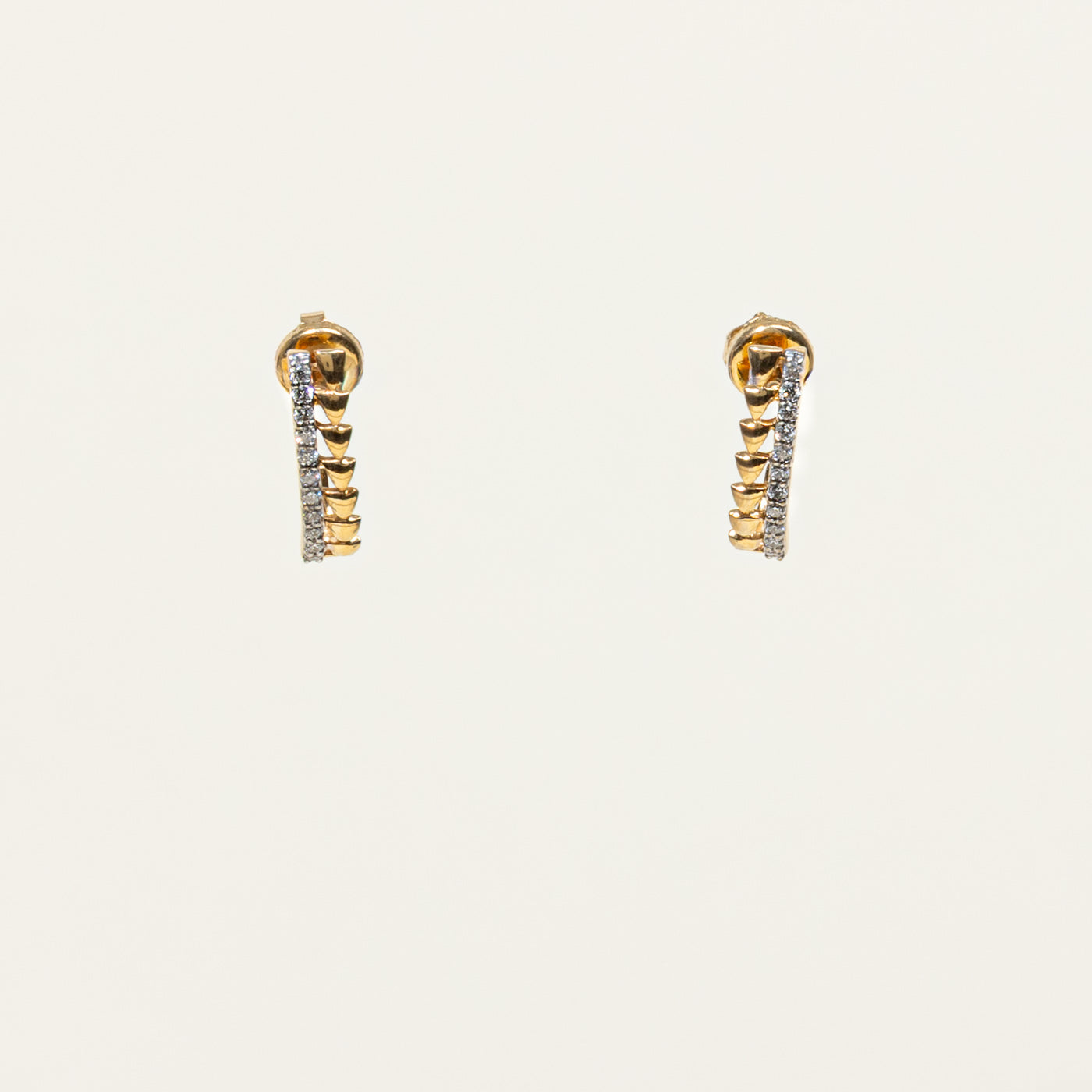18k Diamond Textured Half Huggie Earrings | 0.12ctw