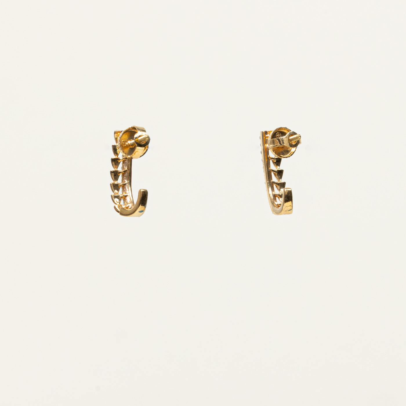 18k Diamond Textured Half Huggie Earrings | 0.12ctw