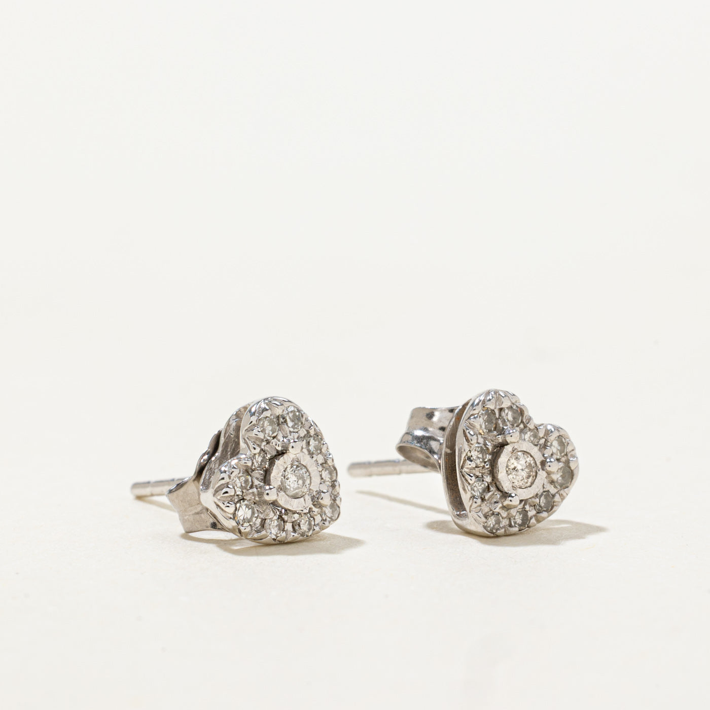 10k Diamond Heart Cluster Stud Earrings | 0.08ctw