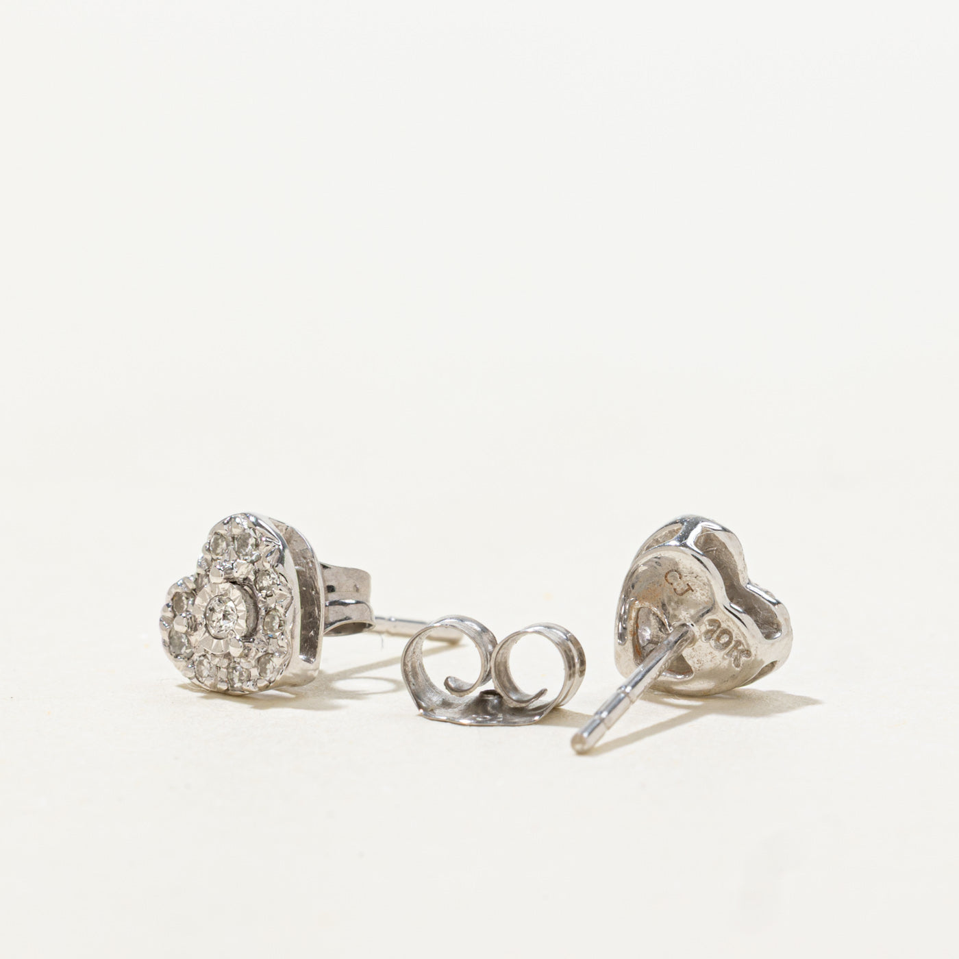 10k Diamond Heart Cluster Stud Earrings | 0.08ctw