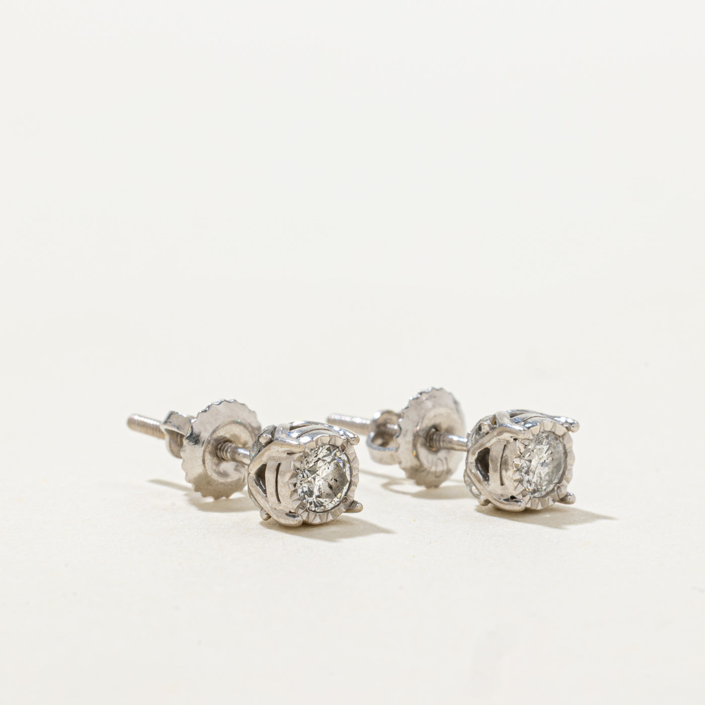 10k Illusion Set Round Brilliant Diamond Stud Earrings | 0.40ctw I1/I2 G/H