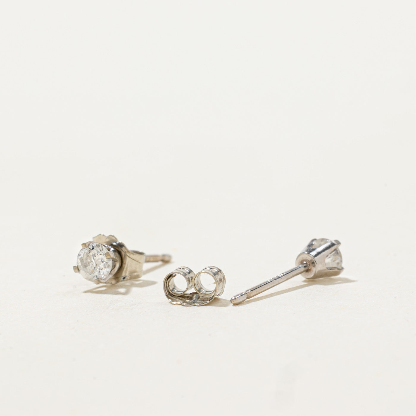 14k Round Brilliant Diamond Petite Stud Earrings | 0.17ctw