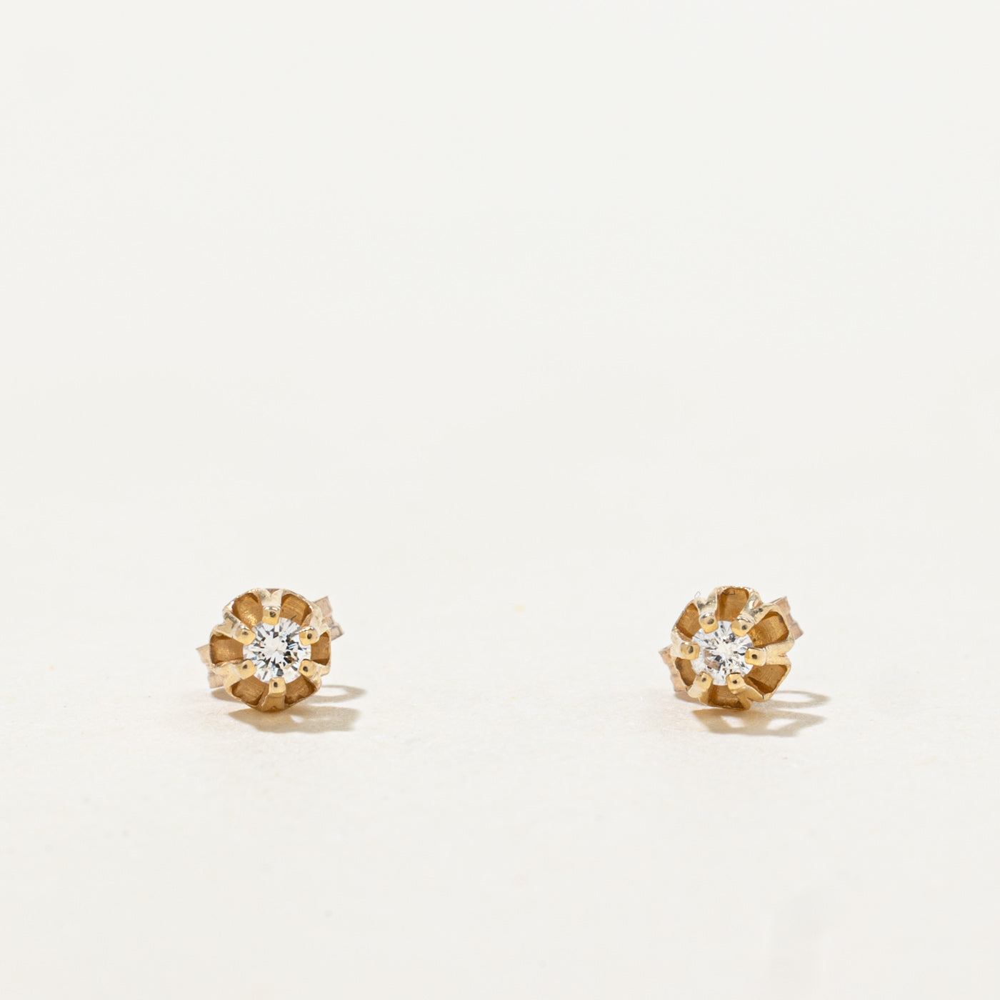 10k Belcher Set Diamond Petite Stud Earrings | 0.05ctw