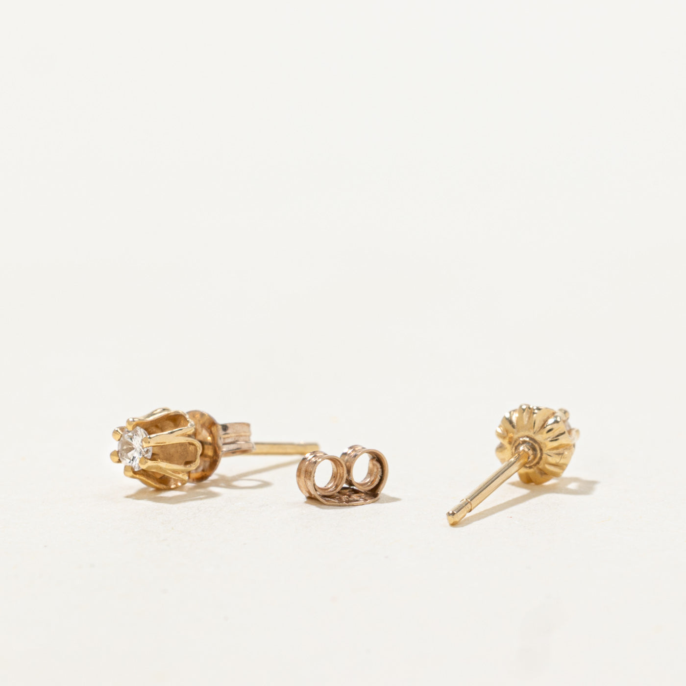 10k Belcher Set Diamond Petite Stud Earrings | 0.05ctw