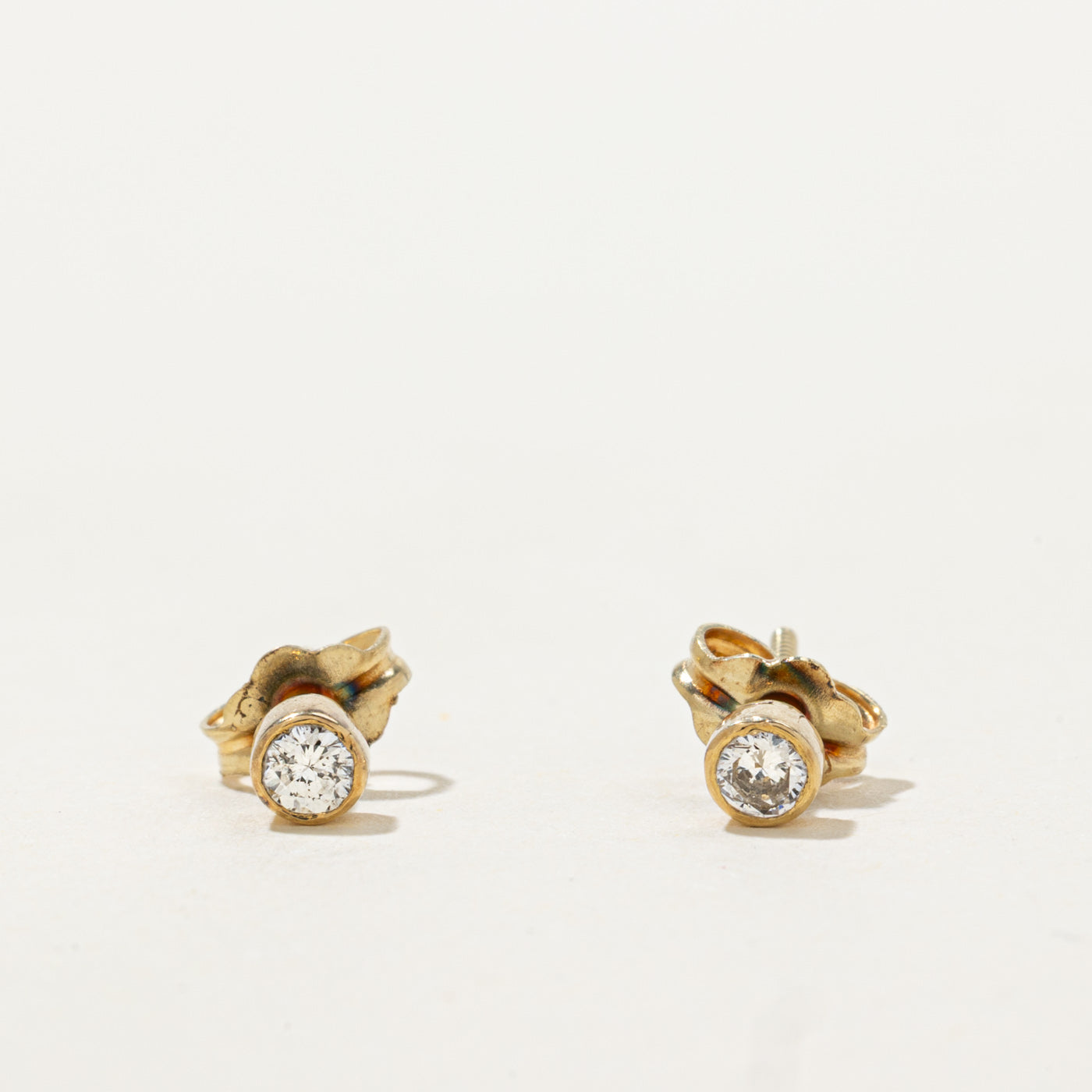 14k Bezel Set Diamond Stud Earrings | 0.12ctw
