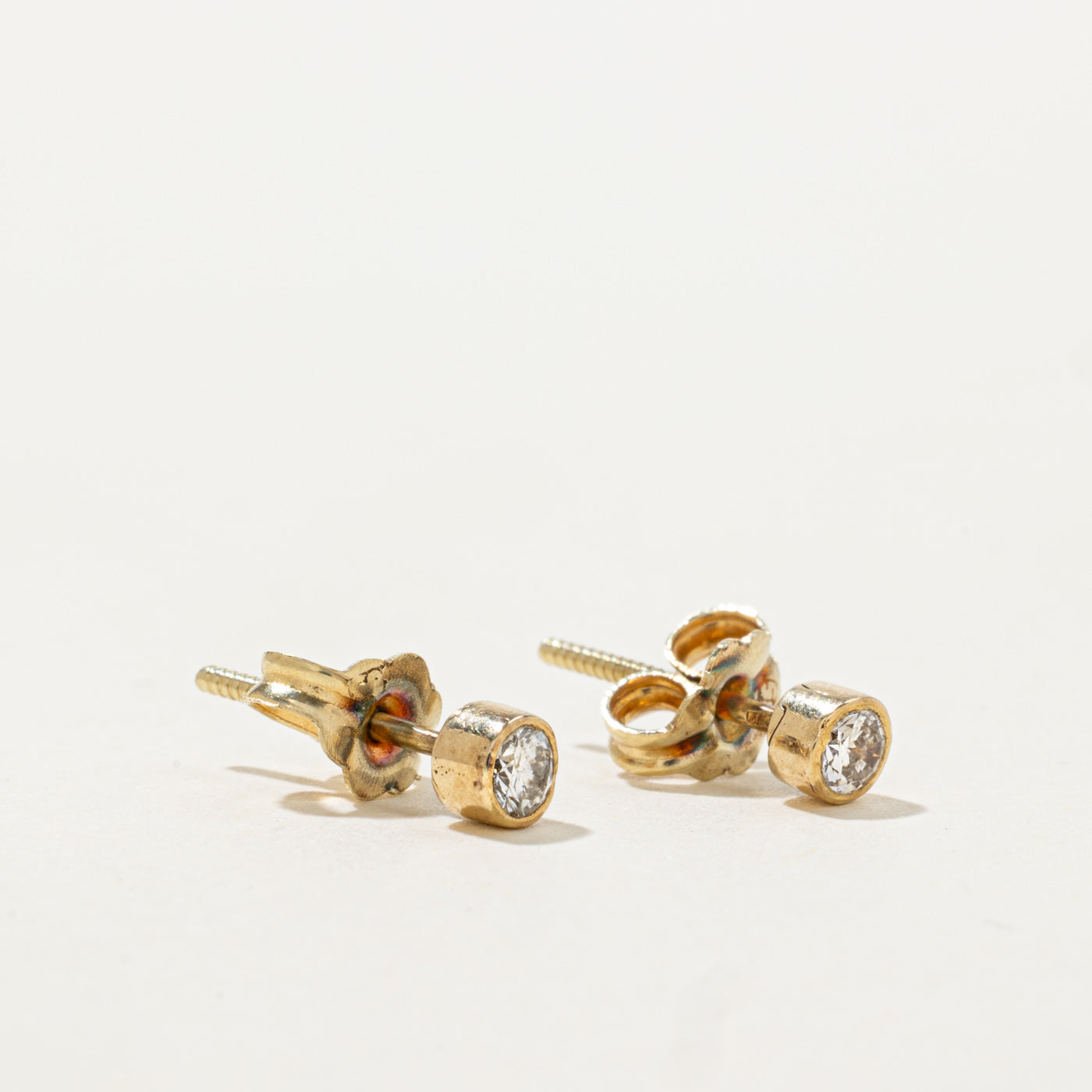 14k Bezel Set Diamond Stud Earrings | 0.12ctw