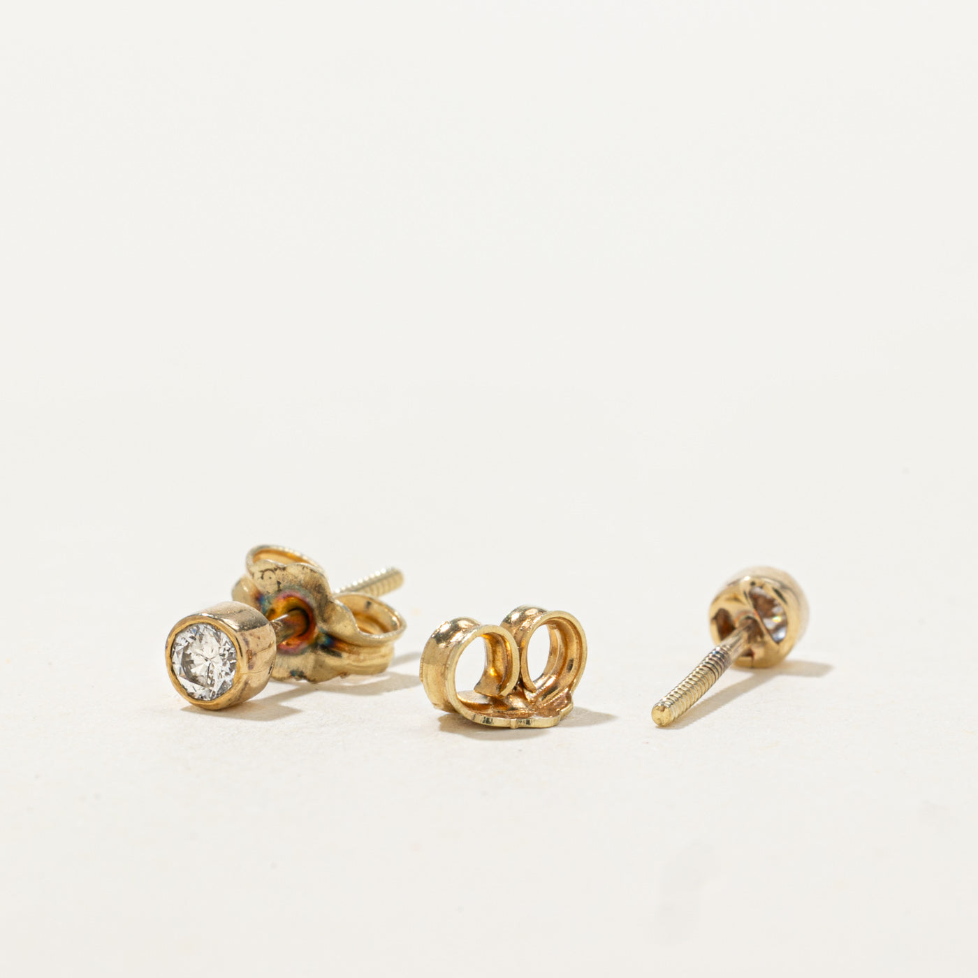 14k Bezel Set Diamond Stud Earrings | 0.12ctw