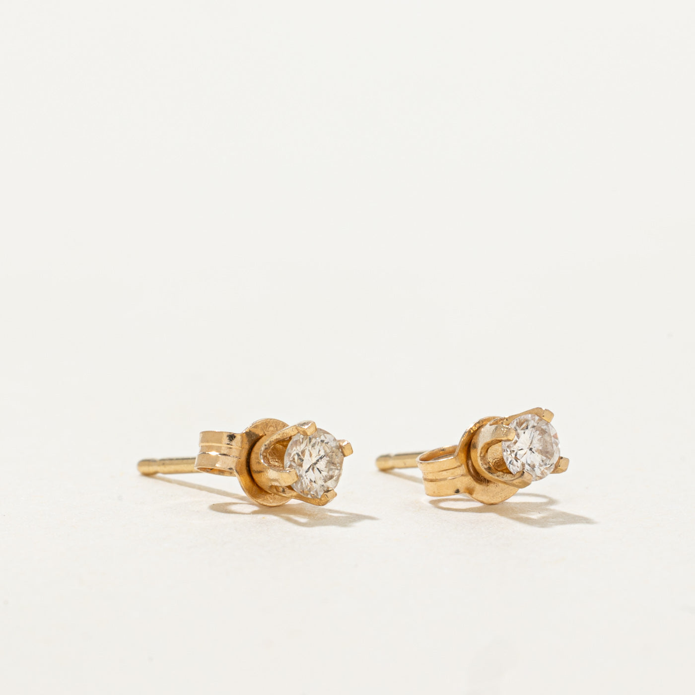 14k Solitaire Diamond Petite Stud Earrings | 0.17ctw