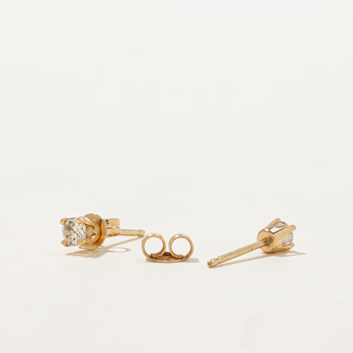 14k Solitaire Diamond Petite Stud Earrings | 0.17ctw