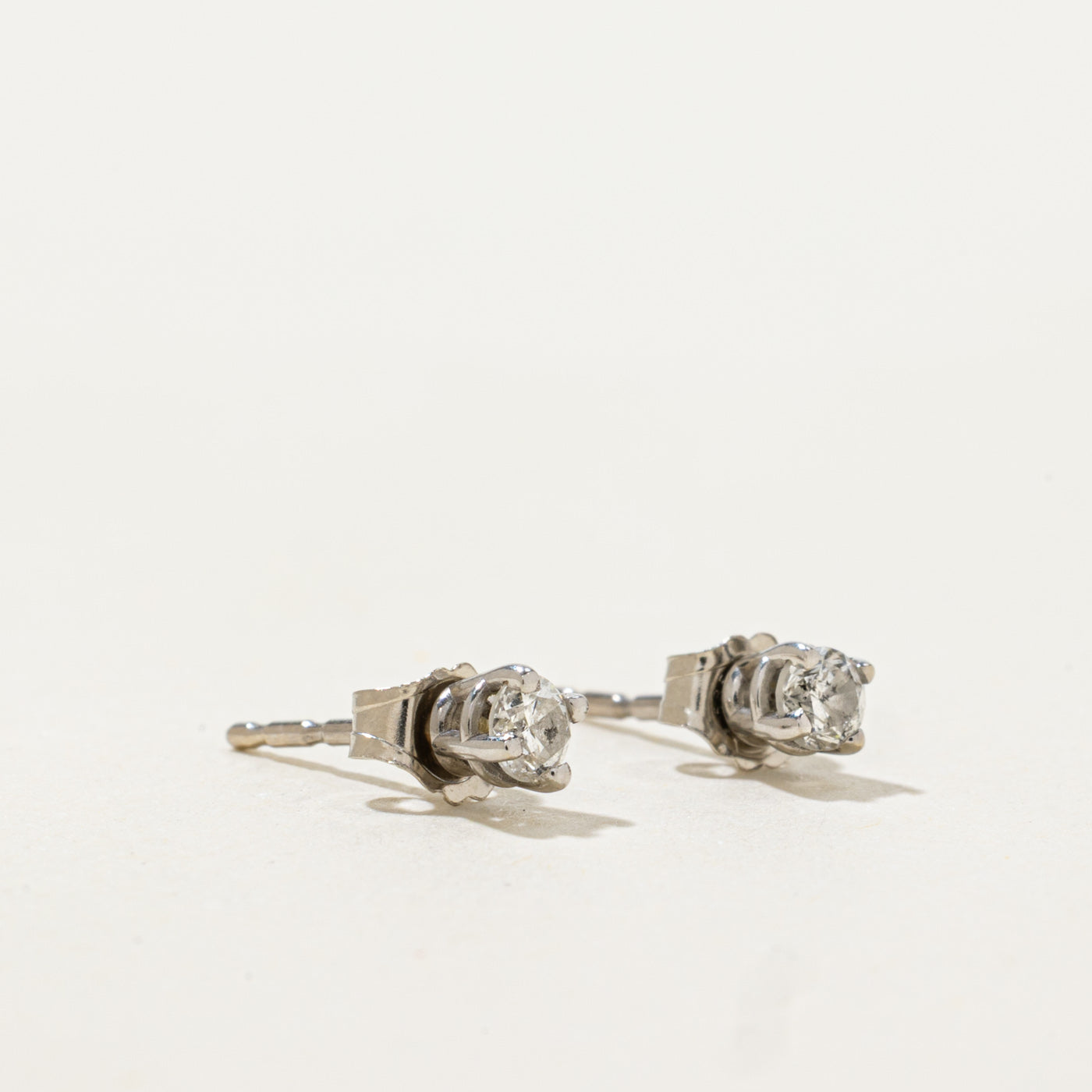 14k Solitaire Diamond Petite Stud Earrings | 0.16ctw