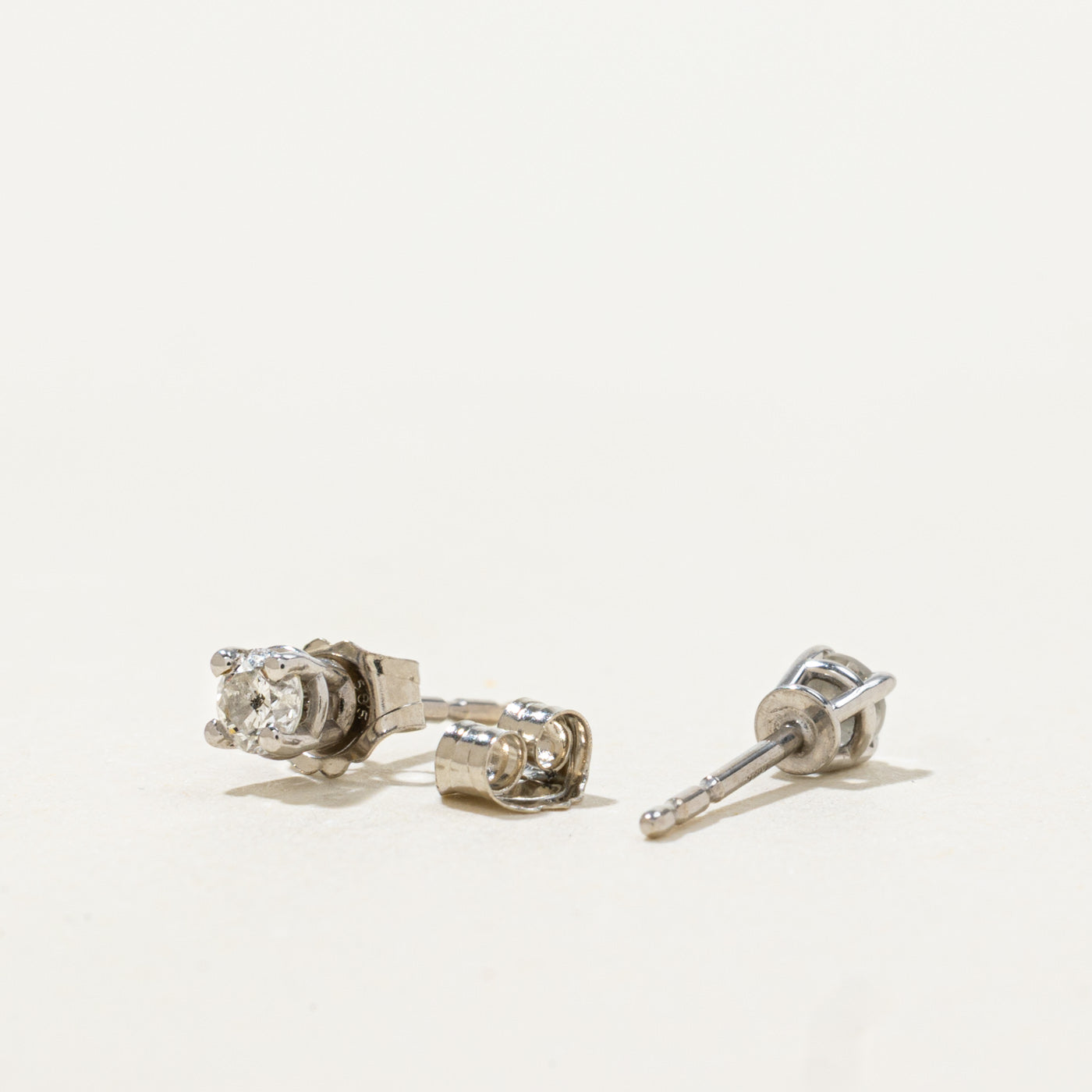 14k Solitaire Diamond Petite Stud Earrings | 0.16ctw