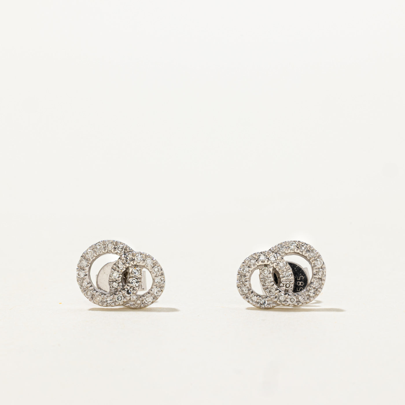 14k Pavé Set Diamond Circles Stud Earrings | 0.10ctw
