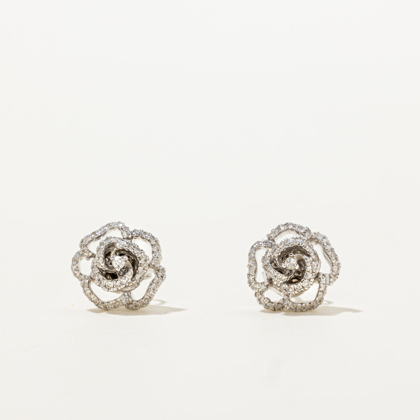 ‘Vera Wang’ 14k Diamond & Hidden Sapphire Rose Stud Earrings | 0.02ctw, 0.11ctw