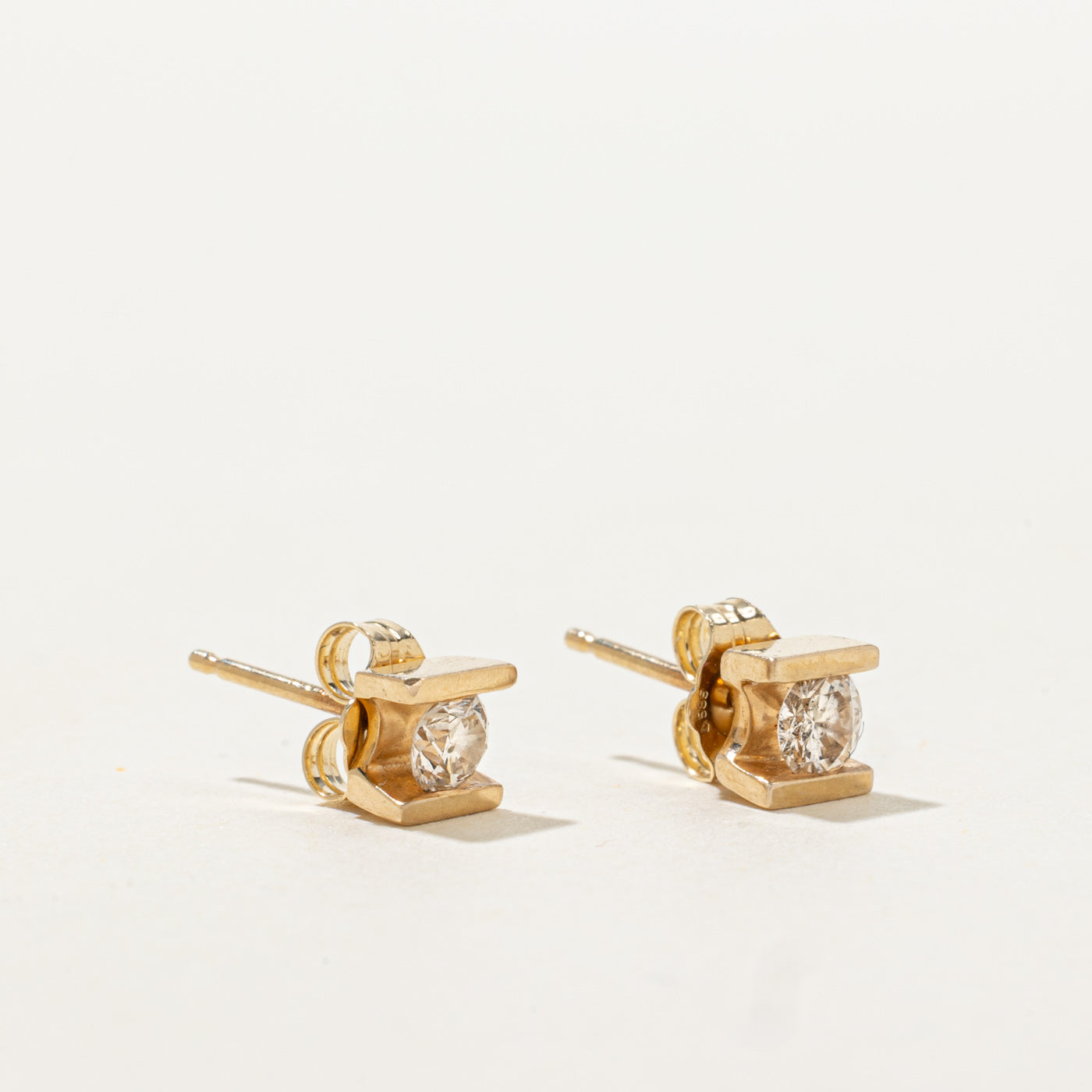 14k Tension Set Solitaire Diamond Stud Earrings | 0.34ctw