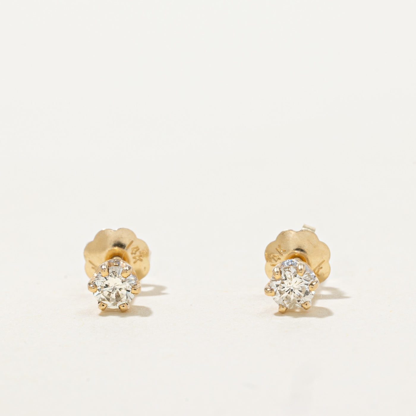 14k Solitaire Diamond Stud Earrings | 0.20ctw