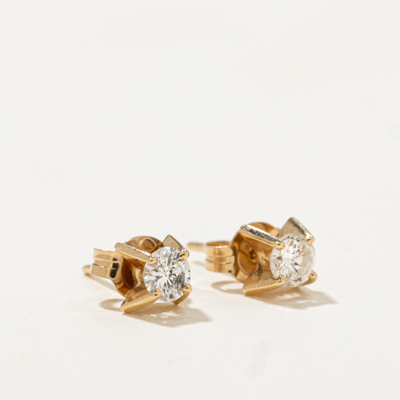 14k Solitaire Diamond Stud Earrings | 0.30ctw
