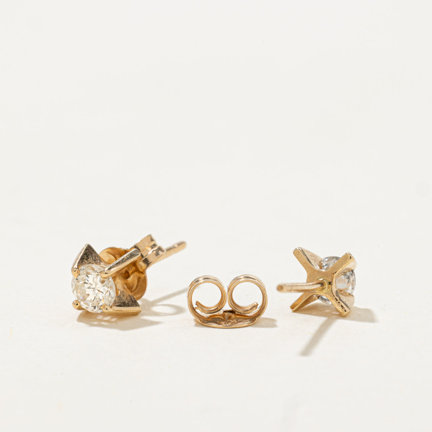 14k Solitaire Diamond Stud Earrings | 0.30ctw