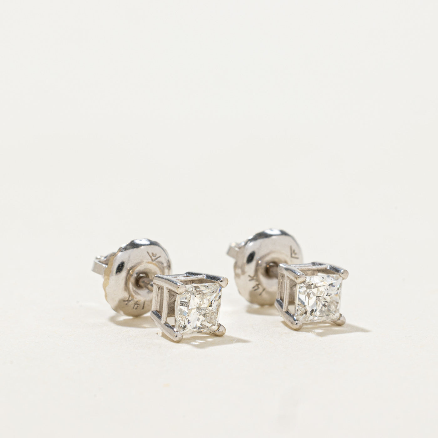 14k Princess Cut Diamond Stud Earrings | 0.20ct