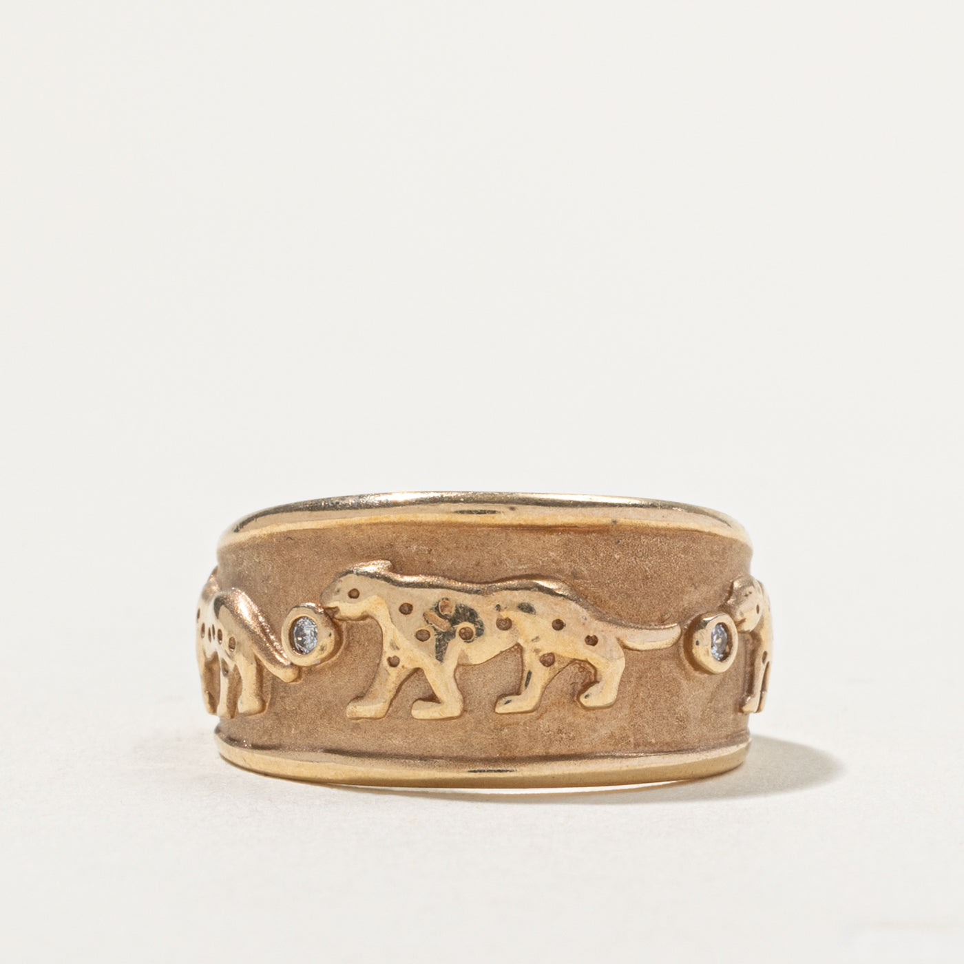 10k Diamond Embossed Panther Band | SZ 7.75