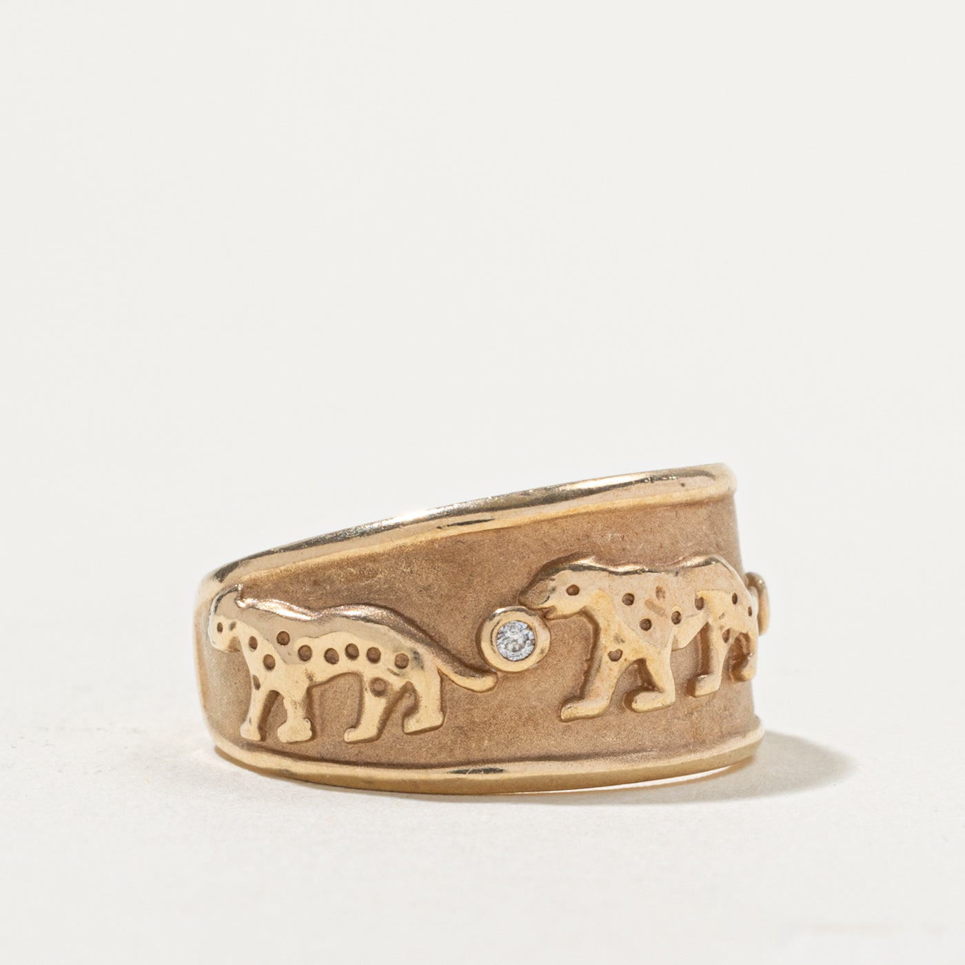 10k Diamond Embossed Panther Band | SZ 7.75