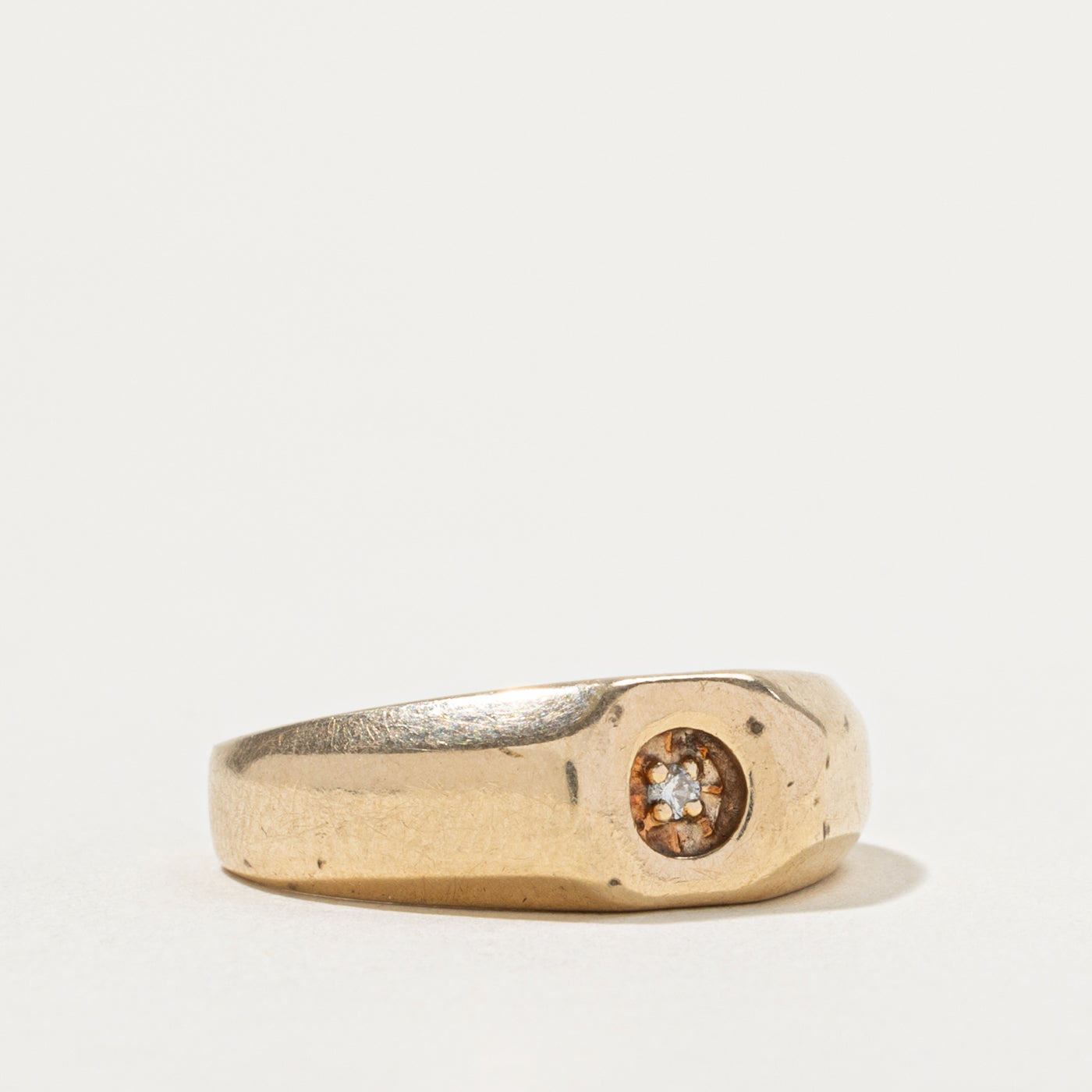 10k Inset Diamond Signet Ring | SZ 8.25