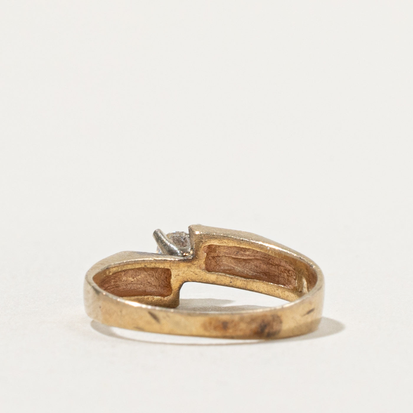 10k Solitaire High Set Diamond Bypass Ring | SZ 2