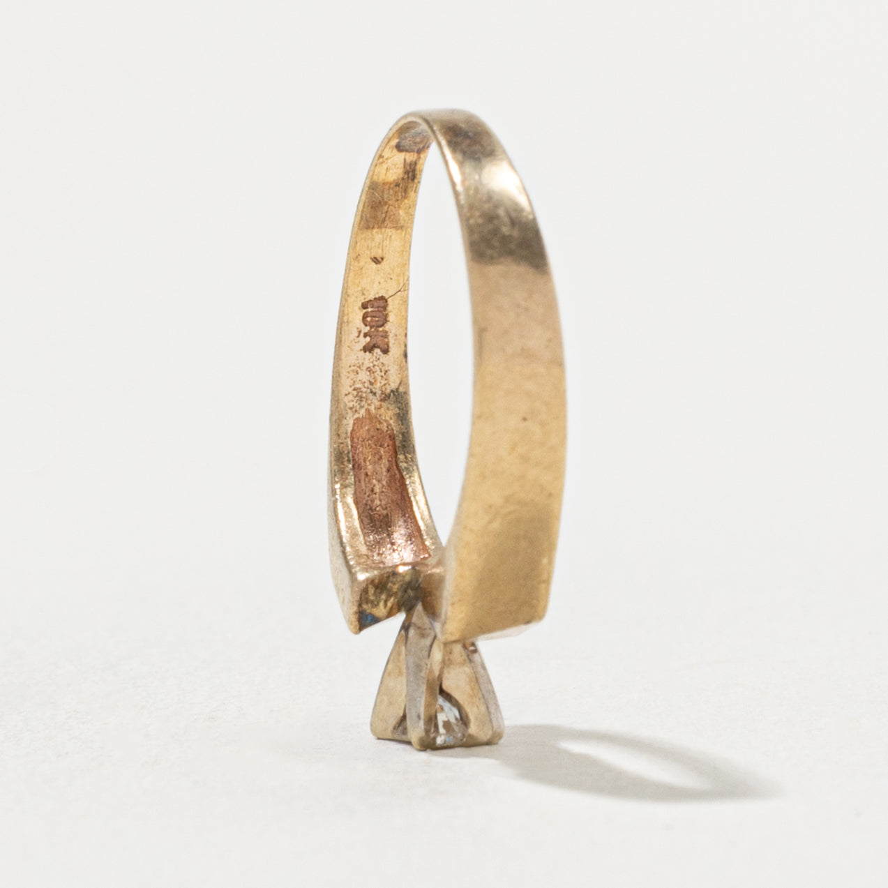 10k Solitaire High Set Diamond Bypass Ring | SZ 2