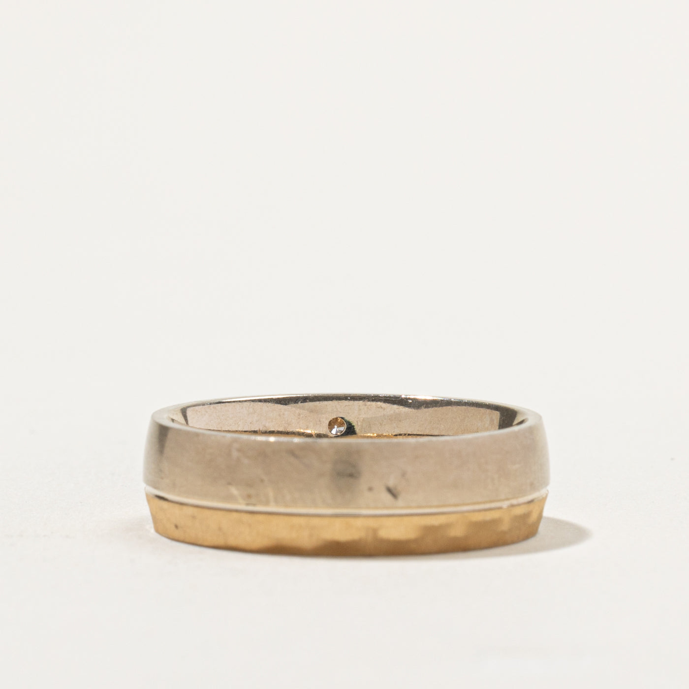 10k Two Tone Gold Flush Set Diamond Band | 6.75mm | SZ 10.25
