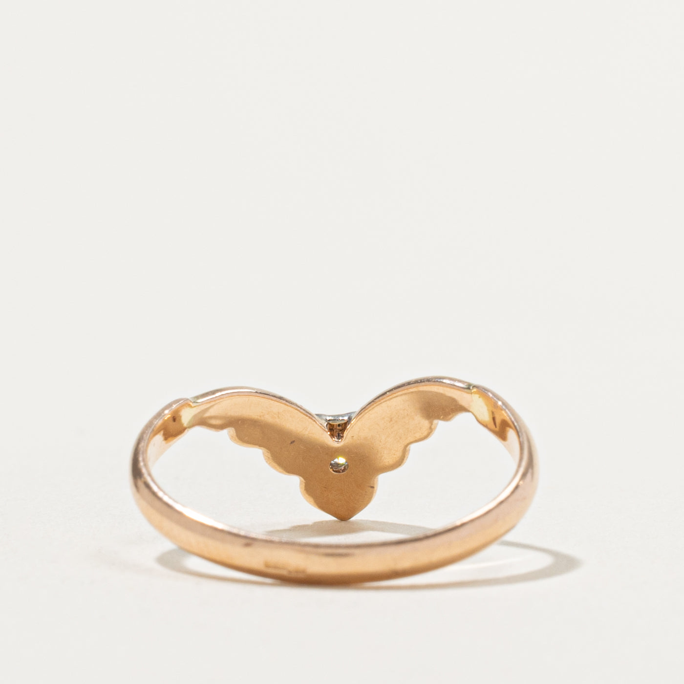 14k Diamond Textured Chevron Ring | SZ 7.25