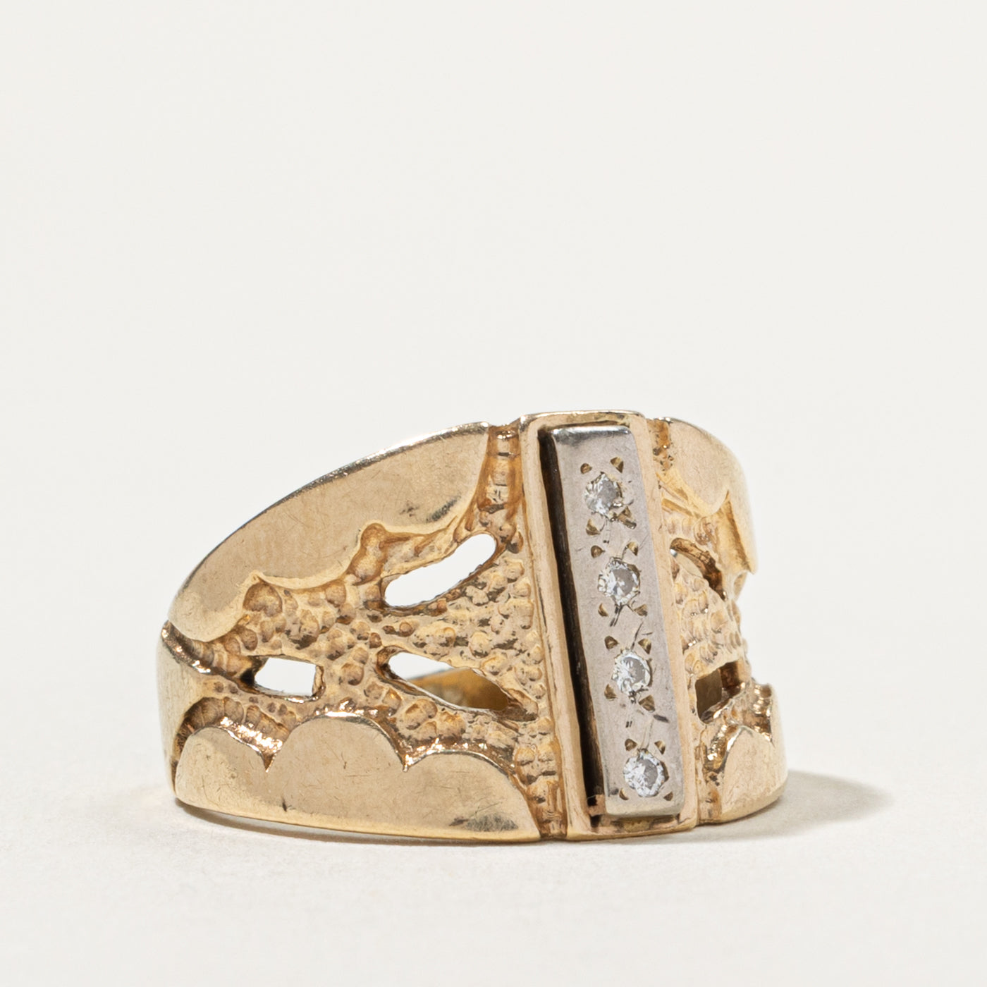 10k Diamond Column Nuggety Chunky Ring | SZ 7