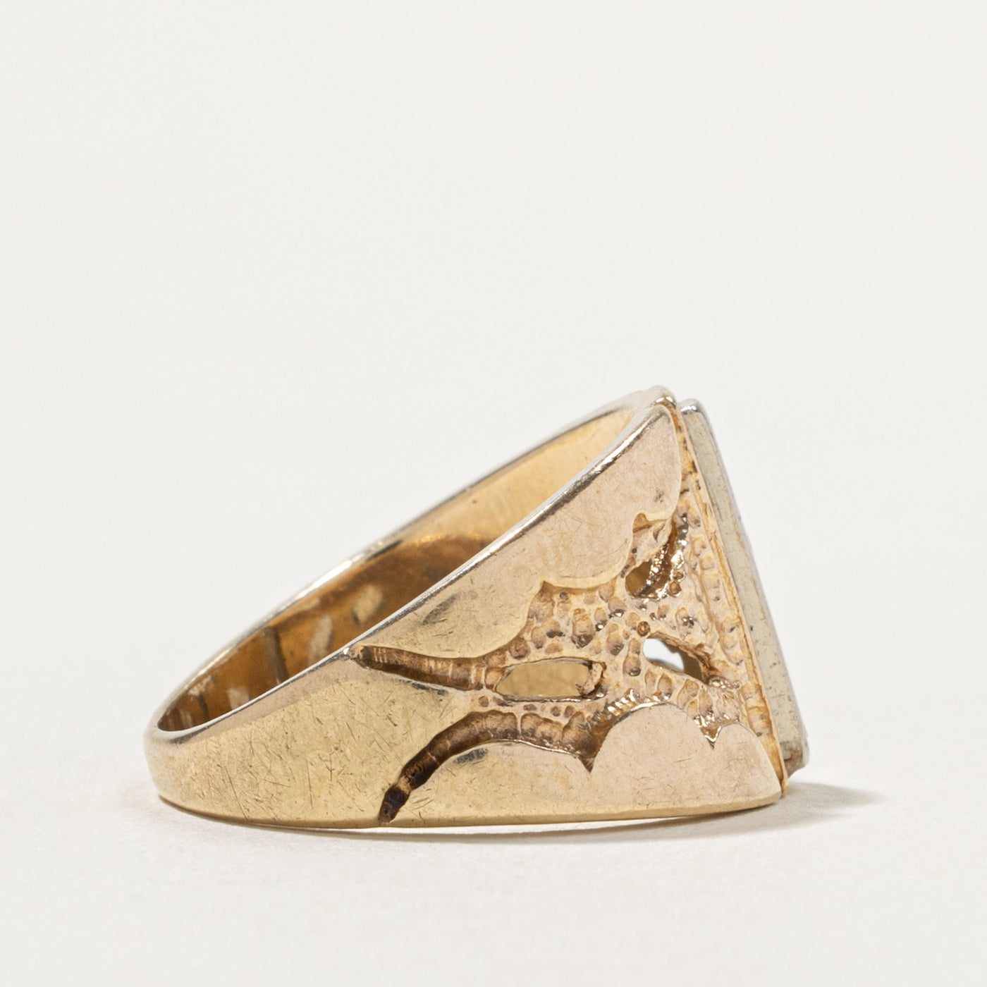 10k Diamond Column Nuggety Chunky Ring | SZ 7