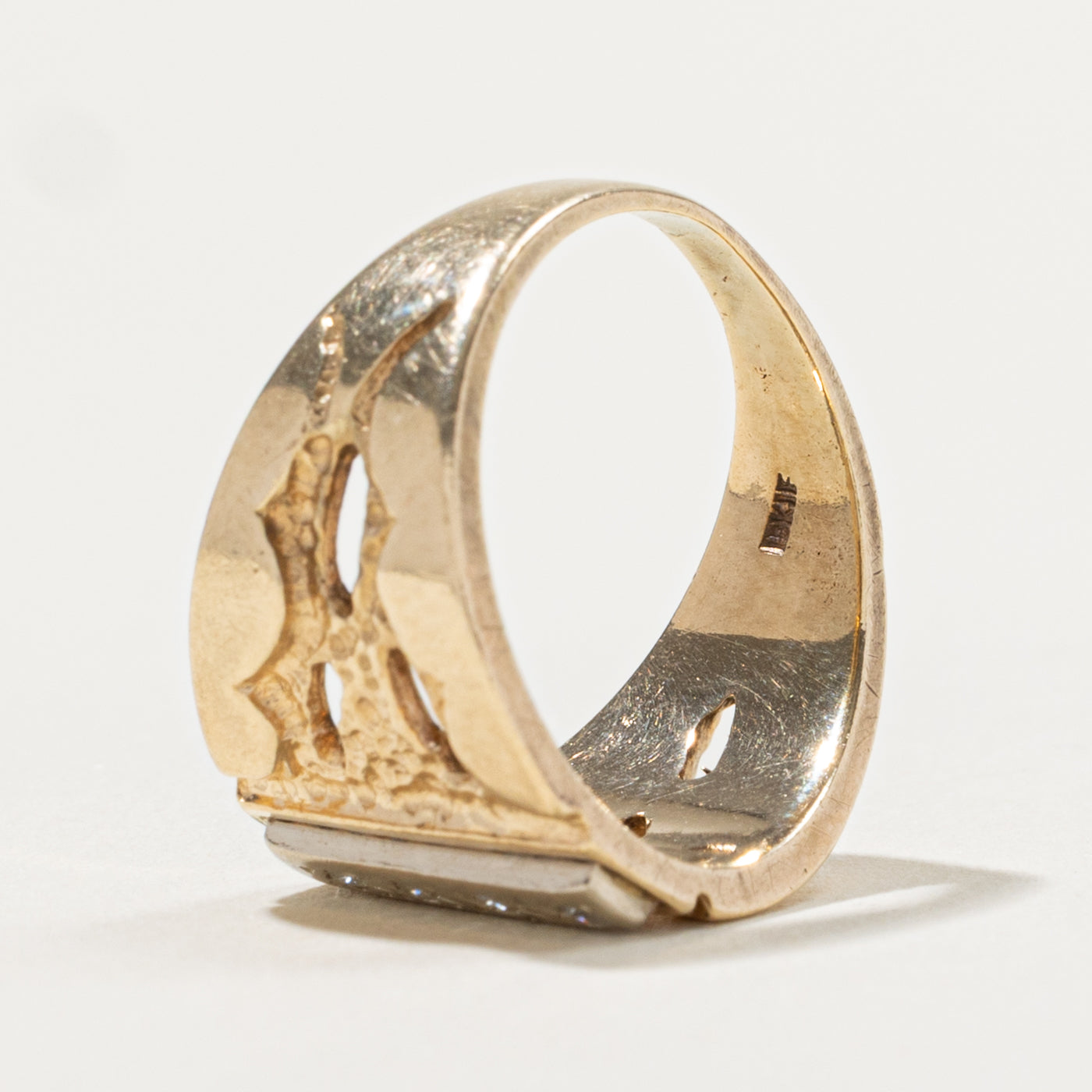 10k Diamond Column Nuggety Chunky Ring | SZ 7