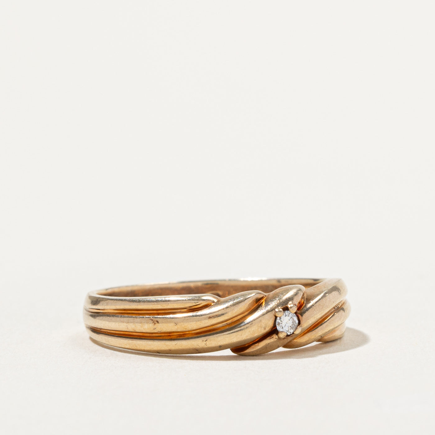 10k Diamond Diagonal Grooved Band | SZ 9.75