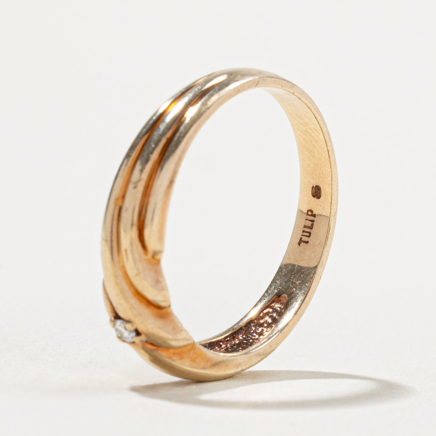 10k Diamond Diagonal Grooved Band | SZ 9.75