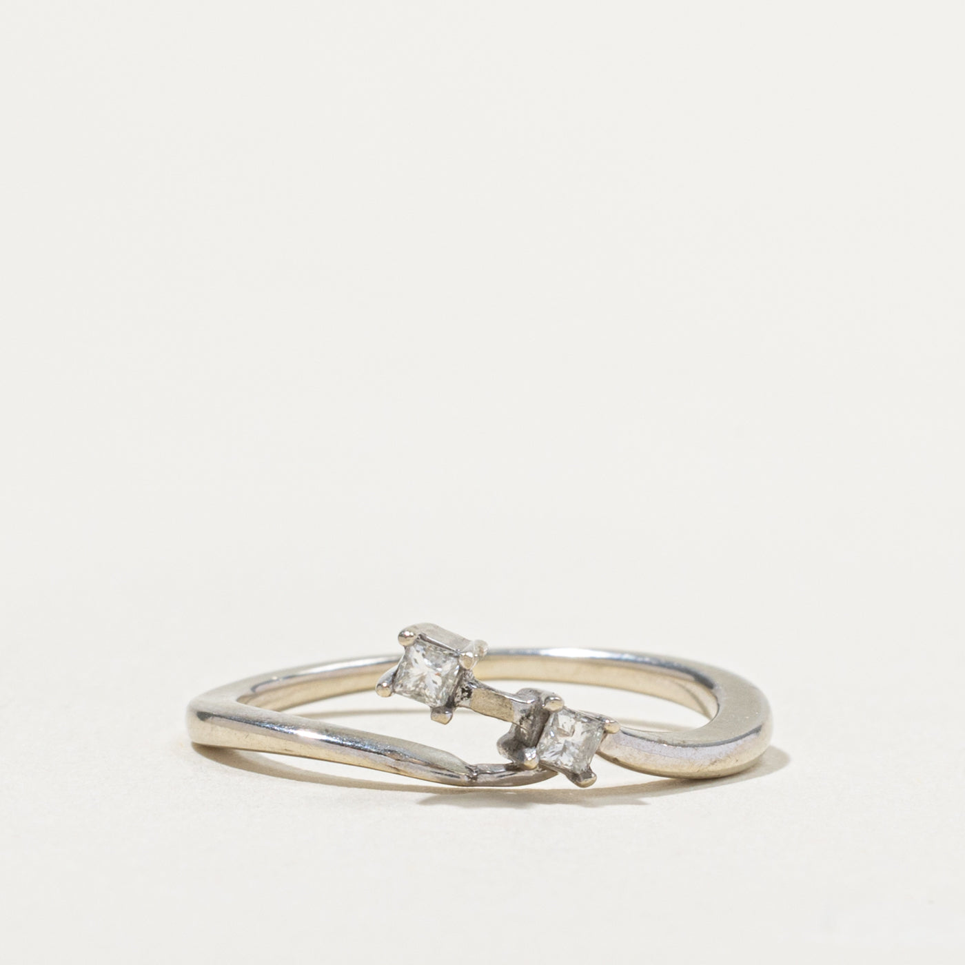 10k Princess Cut Two Stone Offset Ring | SZ 6.5