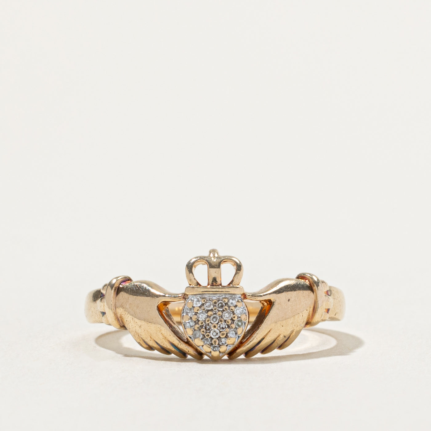 10k Diamond Cluster Claddagh Ring | SZ 7.25