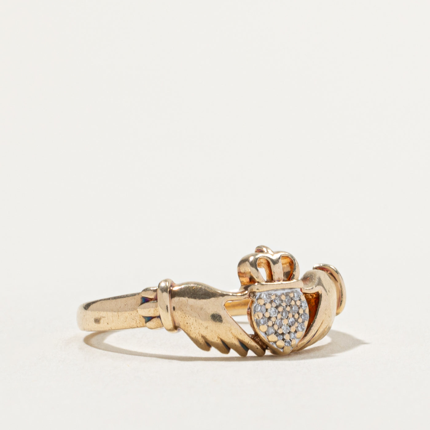 10k Diamond Cluster Claddagh Ring | SZ 7.25