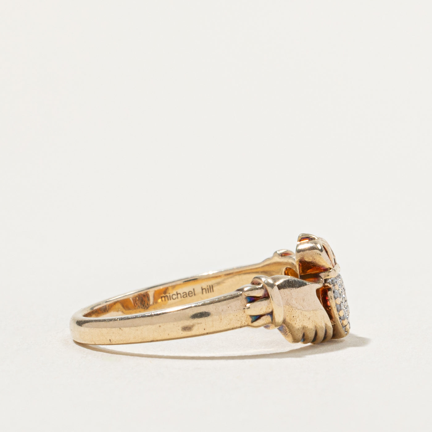 10k Diamond Cluster Claddagh Ring | SZ 7.25