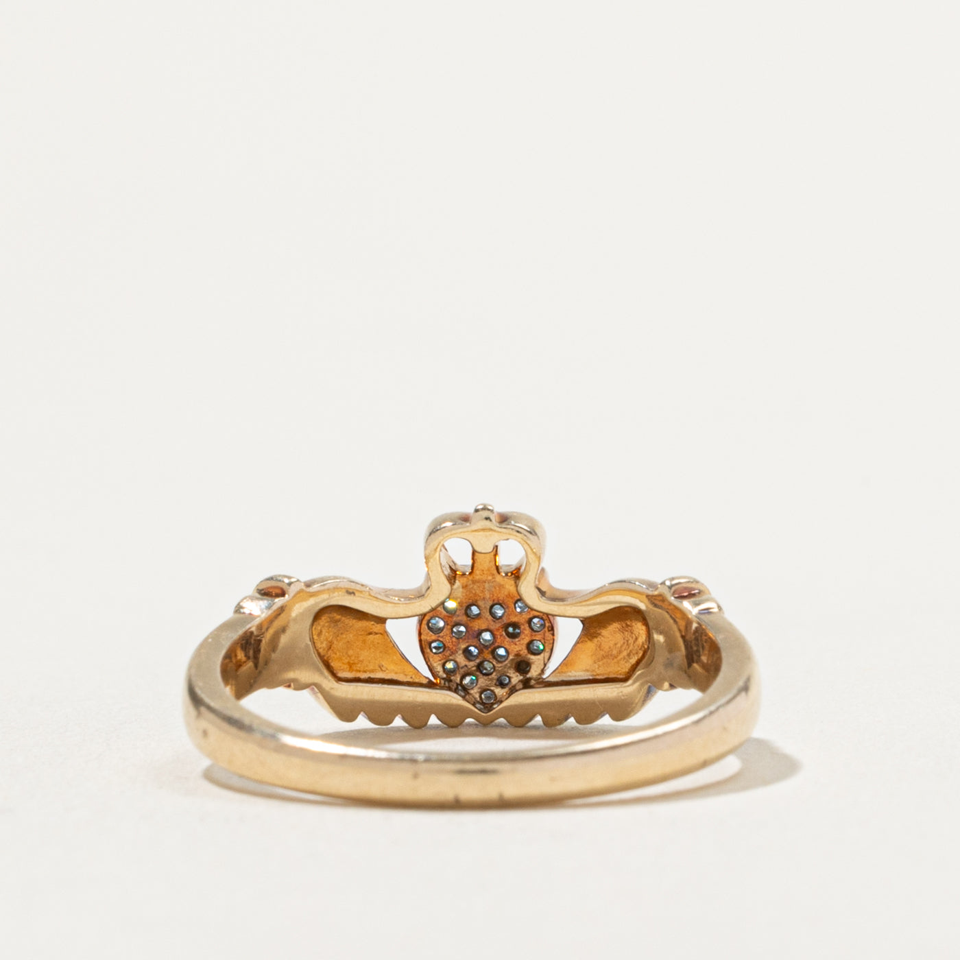 10k Diamond Cluster Claddagh Ring | SZ 7.25