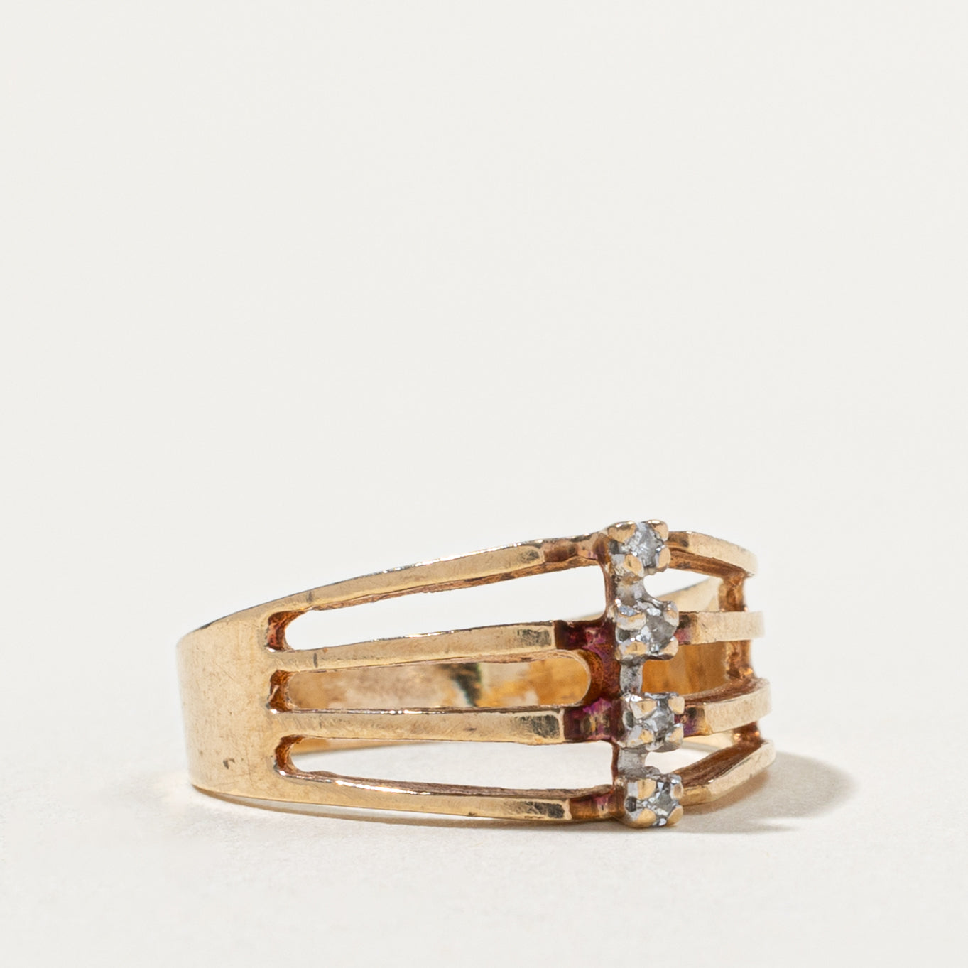 10k Diamond Column Geometric Ring | SZ 5.75