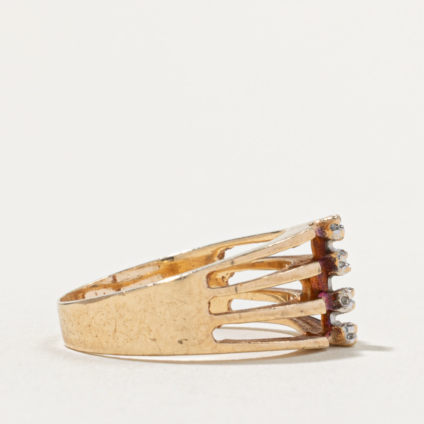 10k Diamond Column Geometric Ring | SZ 5.75