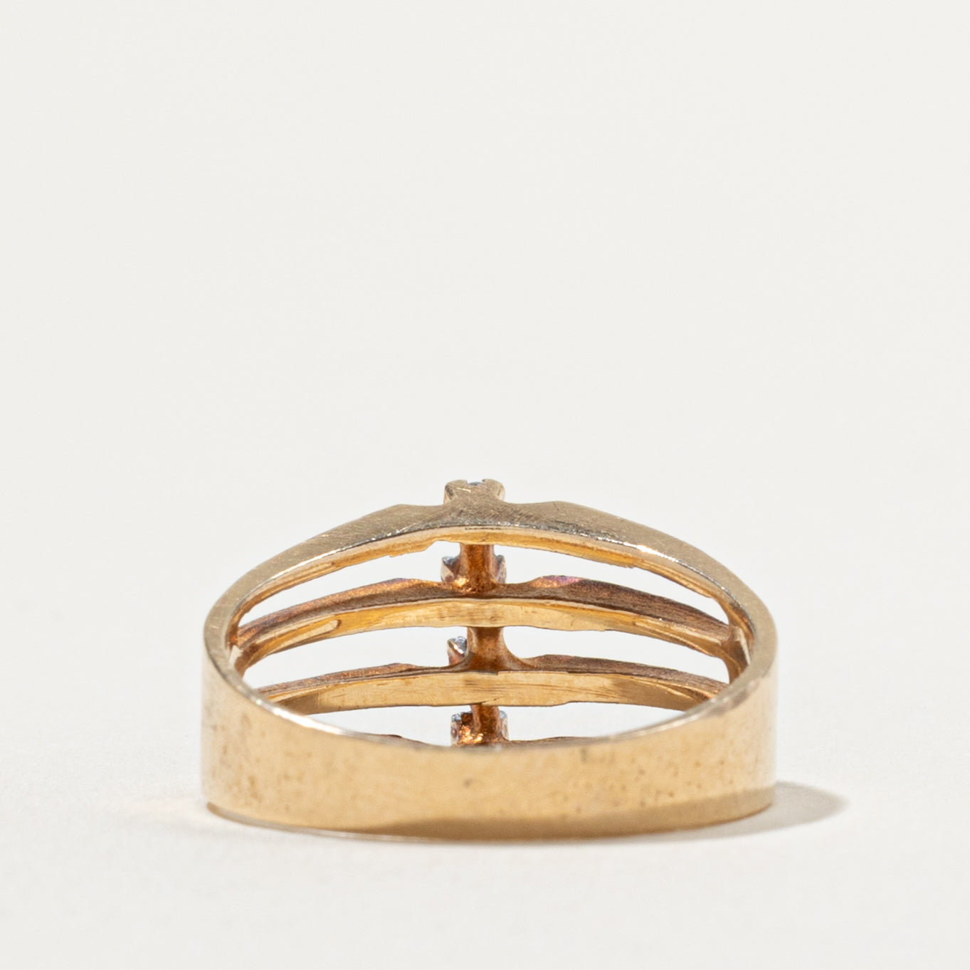 10k Diamond Column Geometric Ring | SZ 5.75
