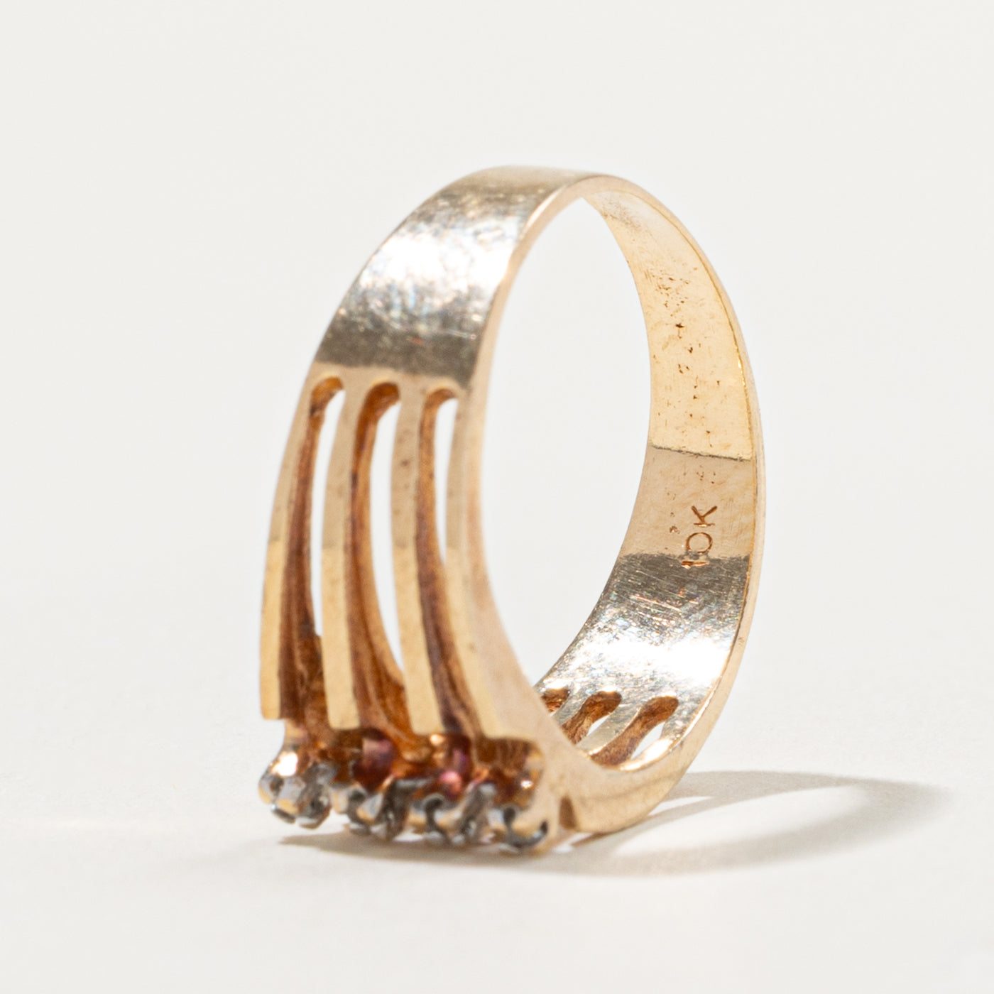 10k Diamond Column Geometric Ring | SZ 5.75