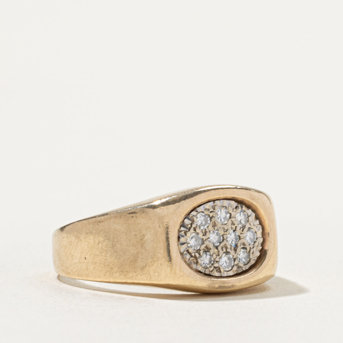 10k Diamond Oval Cluster Signet Ring | SZ 9.75