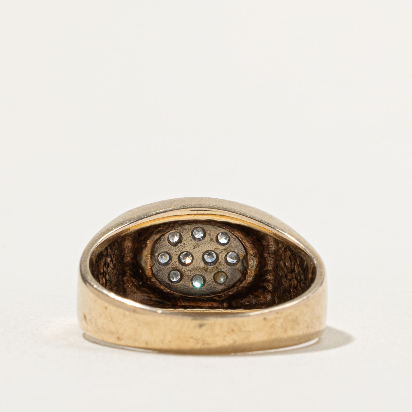 10k Diamond Oval Cluster Signet Ring | SZ 9.75