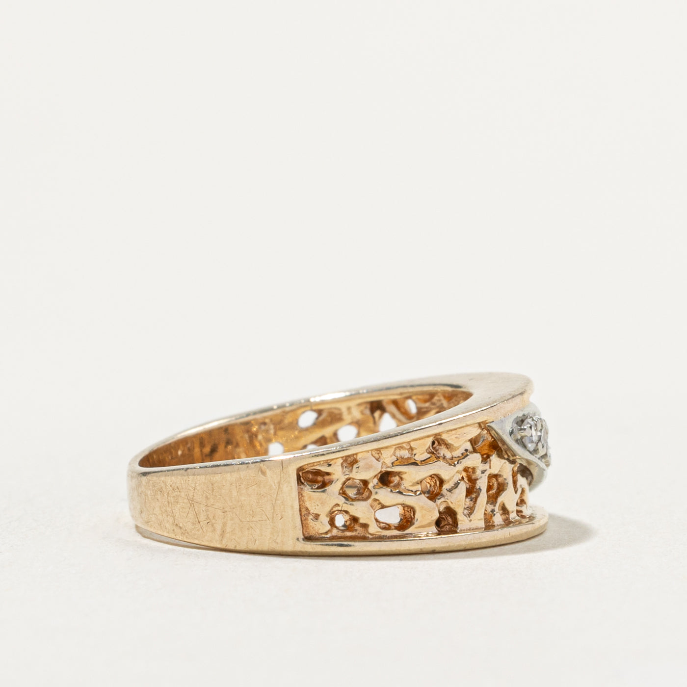 10k Diagonal Six Stone Diamond Openwork Band | SZ 7
