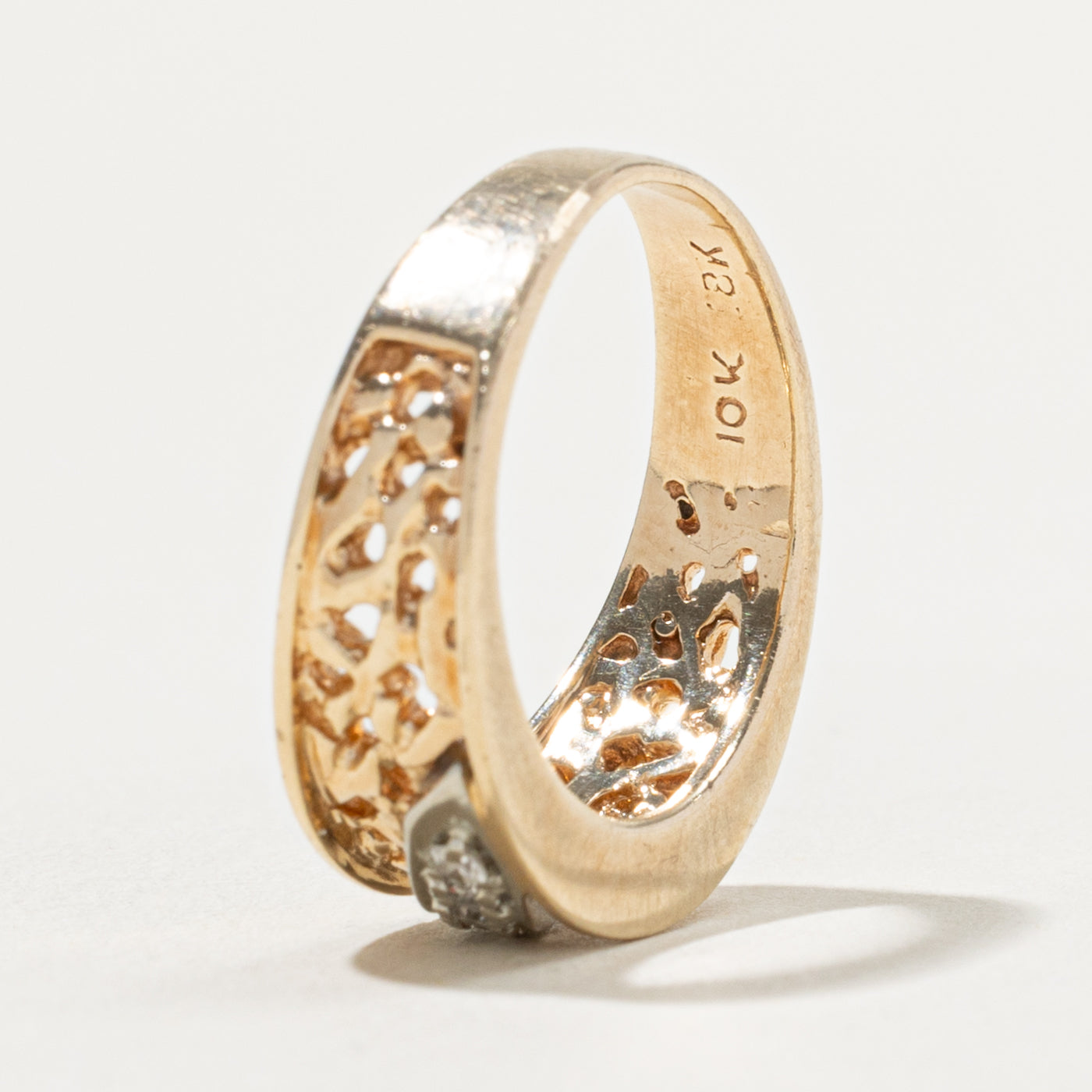 10k Diagonal Six Stone Diamond Openwork Band | SZ 7