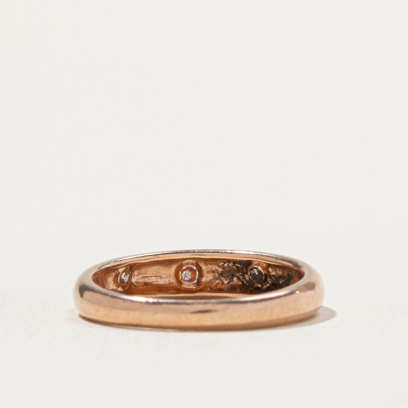 14k Rose Gold Flush Set Diamond Dome Ring | SZ 6.5