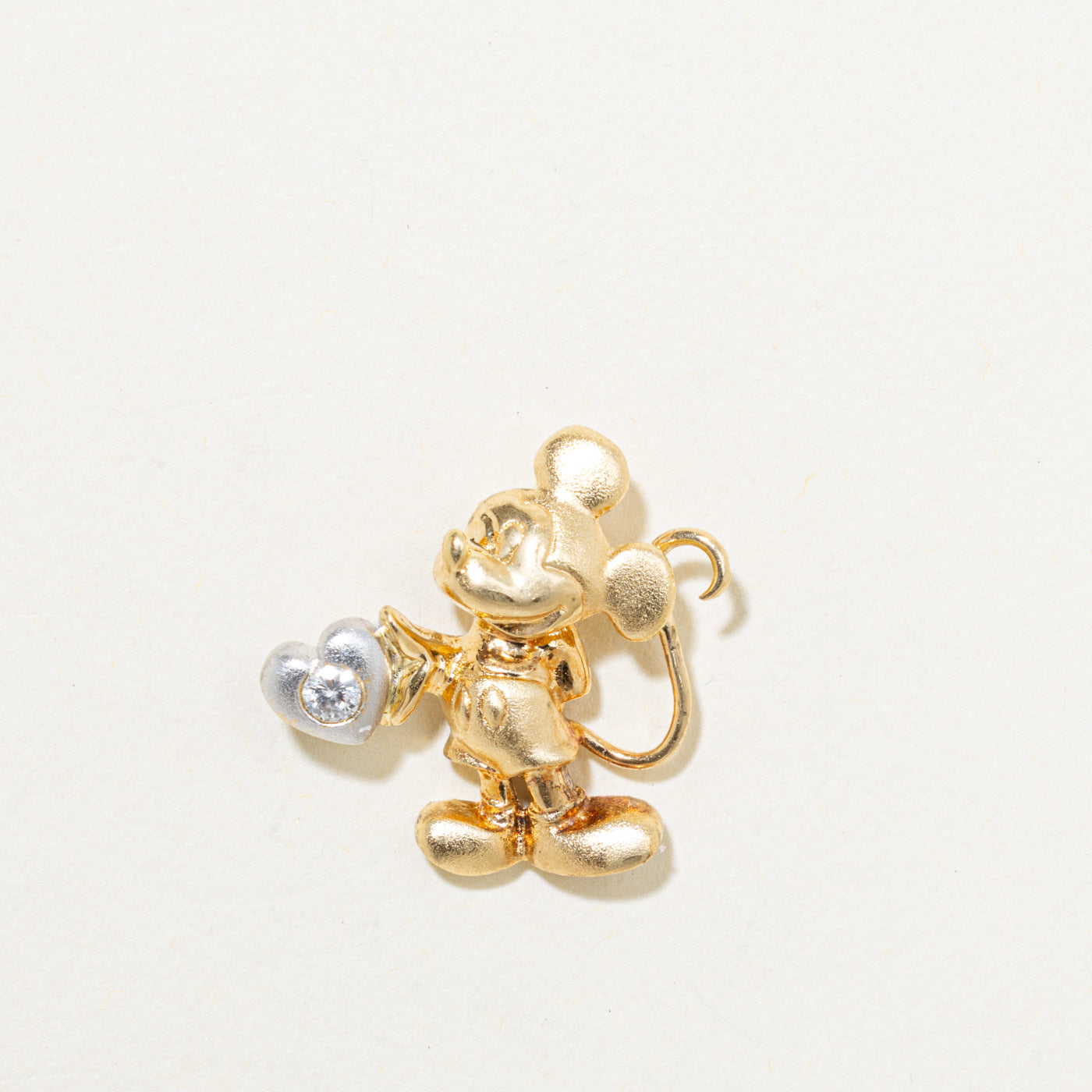 18k Mickey Mouse Diamond Heart Pendant | 0.05ctw