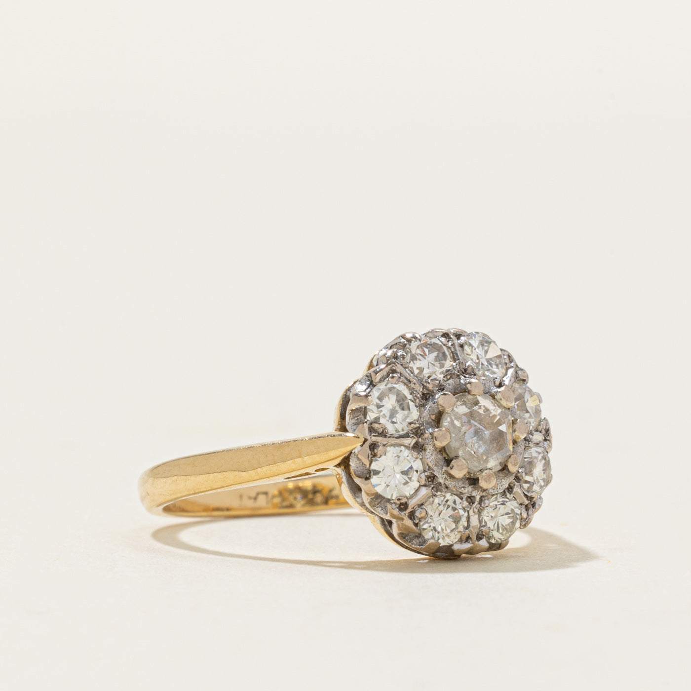 18k Rose Cut Diamond Daisy Cluster Ring | 0.15 ct 0.5 ctw | SZ 8 |
